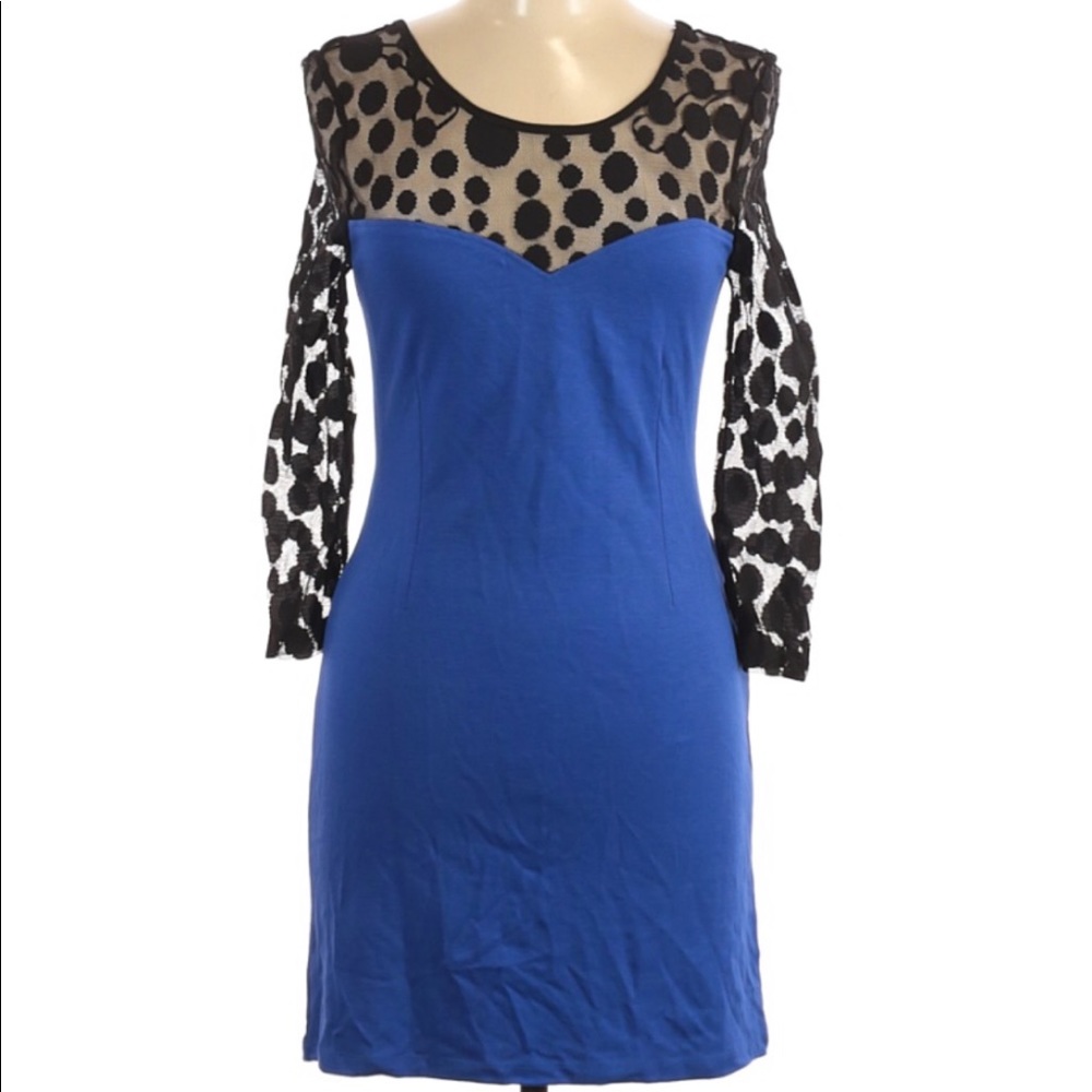 Something Navy lace sleeve cutout bodycon dress